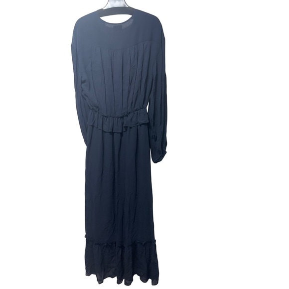 The Kooples NEW Long Sleeve 100% Silk Dress Navy Size FR 2/US Med MSRP $715 - Picture 5 of 12
